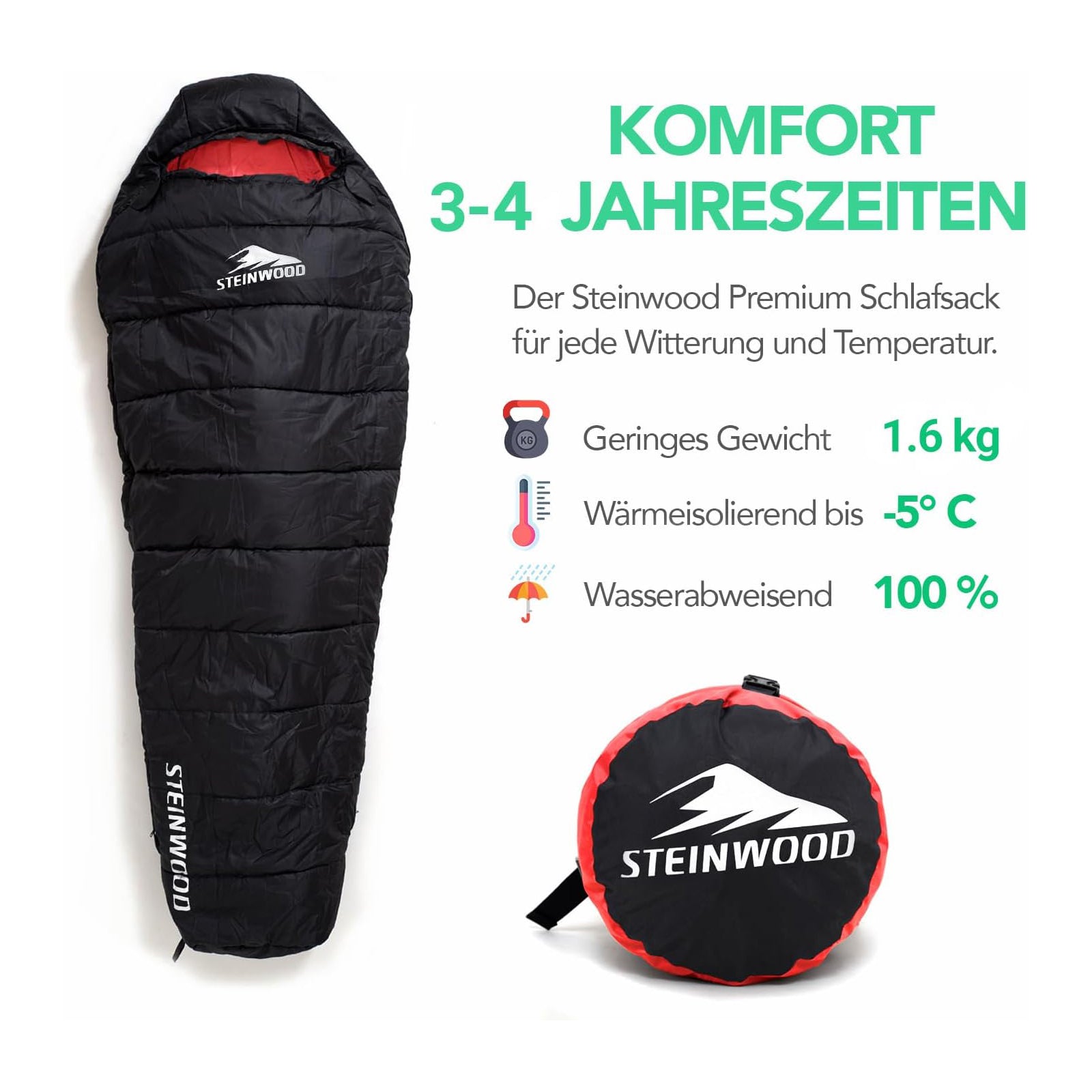 schlafsack kurz Schlafsack Kompakt 3-4 Season