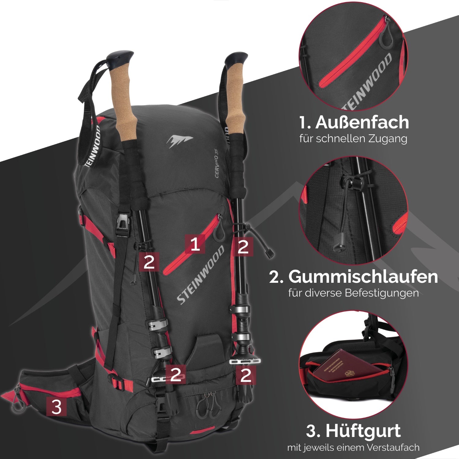 wanderrucksack 3 tagestour Steinwood Wanderrucksack 35L